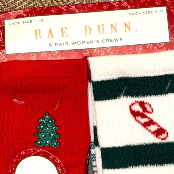 NWT Rae Dunn Women’s Festive Holiday Christmas Crew Socks - 6 Pair - Picture 3 of 5
